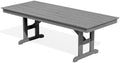 SERWALL Outdoor 84" HDPE Rectangular Dining Table for 6-8,All-Weather,Gray by SERWALL