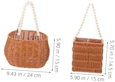 2 Pack Oval Imitation Rattan Serving Basket with Pearl Handles - Image 7