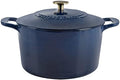 MARTHA STEWART Gatwick 7-Quart Enamel Cast Iron Dutch Oven Pot with Lid – Navy Blue with Gold Knob – Durable Heavy-Duty Dutch Oven for Slow Cooking & Braising by MarthaStewart