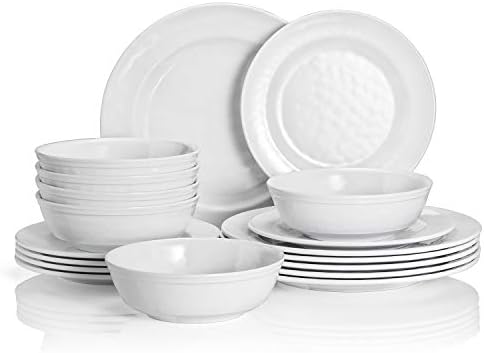 TP 18-Piece Melamine Dinnerware Sets, Service for 6, White by TastePrime