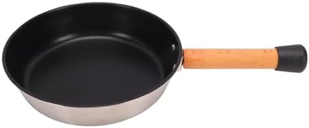 Pssopp Outdoor Frying Pan Stainless Steel Camping Skillet 20 X 35.5 Cm Lightweight Wood Handle Even Heating Compact Cooking Pan for Camping Hiking Camp Stove Use (CW-14 Wooden Handle Frying) - Image 7