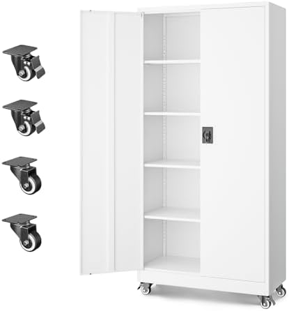 Letaya Metal Garage Storage Cabinets with Lock Door and Adjustable Shelves, Steel Tool Cabinets for Home,Office,Warehouse Organisieren (White, 74.41" H) by LetayaMetalCabinets