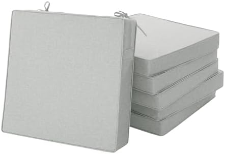 Outdoor Chair Cushions, Chair Pads, Set of 6, 17 x 16, Light Grey by Unknown
