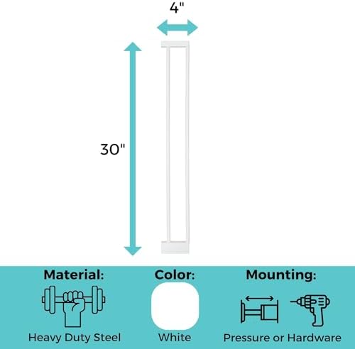 Toddleroo StepSafe Auto-Close Baby Gate 2-Bar Extension; 4" Wide, White - Image 6