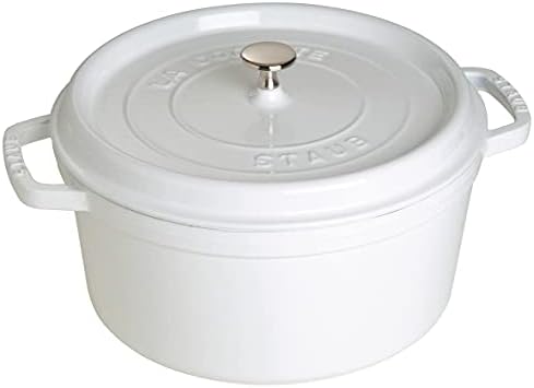 Staub Cast Iron 7-qt Round Cocotte - White by Unknown