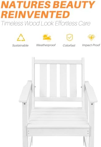 Patio Dining Chair Set of 2, HDPE Outdoor Dining Chair, Ergonomic HDPE Dining Chairs with Deep Seating, All Weather Outdoor Chairs Furniture for Backyard, Deck, Garden, Poolside, Pearl - Image 6