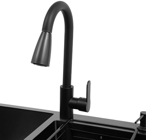 Double Basin Kitchen Sink with Cabinet, 29.53‘’ x 16.14" x 30.71" Double Blow Sink with Pull Down Faucet & Soap Dispenser, Freestanding Commercial Utility Sink for Kitchen Laundry Garage - Image 6