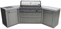 Mont Alpi Premium Stainless Steel U-shaped 110"W Modular Outdoor Kitchen Island with Infrared Side and Rotisserie Burner + 44"W 6-Burner BBQ Grill + Granite Countertops + Storage Cabinets & Drawers by MontAlpi