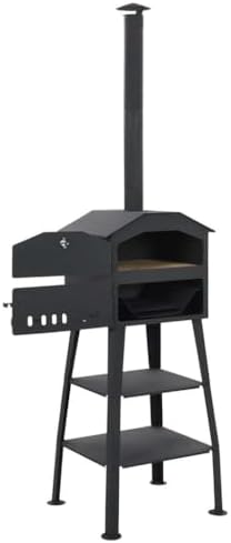 Outdoor Pizza Oven Charcoal Fired with 2 Fireclay Stones, Portable Wood Fired Oven for Backyard Cooking, Pizza Maker with Thermometer and Removable Ash Tray, Black - Image 5