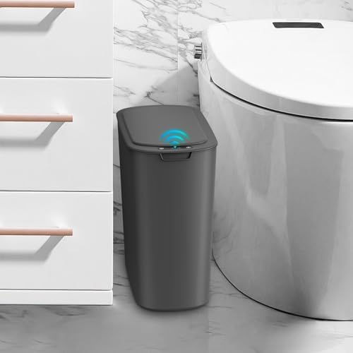 Cesun Automatic Small Bathroom Trash Can with Lid, 2.6 Gallon, Grey by Cesun