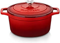 vancasso 6 Qt Round Enameled Cast Iron Dutch Oven with Lid & Handles, Red by vancasso