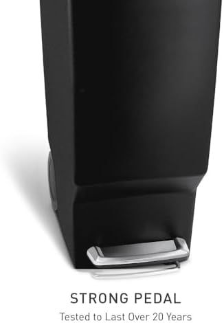simplehuman 40 Liter / 10.6 Gallon Slim Kitchen Step Trash Can With Secure Slide Lock, Black Plastic - Image 2