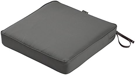 Classic Accessories Montlake Water-Resistant 19 x 19 x 3 Inch Square Outdoor Seat Cushion, Patio Furniture Chair Cushion, Light Charcoal Grey, Outdoor Cushion Cover by ClassicAccessories