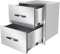 Outdoor Kitchen Drawers, BBQ Drawers for Outdoor Grill Station, 18''W x 23''H Stainless Steel Built-in Cabinet with Handle, Weatherproof and Durable Storage for BBQ Accessories and Trash by MIGODA