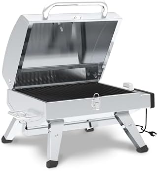 GrillPro 201119 GrillPro Table Top Portable Electric Grill in Stainless Steel - Image 4