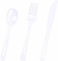 HEIPINIUYE 75 Pack White Plastic Cutlery Heavy Duty White Plastic Knives Forks and Spoons Disposable Silverware Set for 25 Guest Camping Birthday Baby Shower Party Cutlery Set by HEIPINIUYE