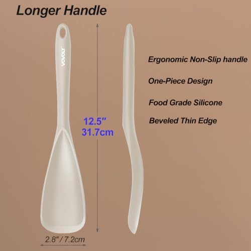 Vovoly Cooking Spoons, Nonstick Silicone Spatula Spoon, 2 pcs, Khaki, 12.6" - Image 2