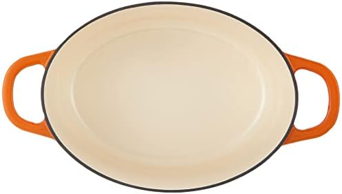 Crock Pot Artisan 7-Quart Oval Enameled Cast Iron Dutch Oven – Sunset Orange, Durable Heavy-Duty Cookware for Slow Cooking, Roasting, Baking with Lid - Image 3