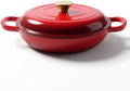 Dutch Oven Enameled Cast Iron with Lid - Big Dual Handles - Oven Safe up to 500°F - Classic Round Pot for Versatile Cooking 3 QT Shallow Pot Red by Alathote