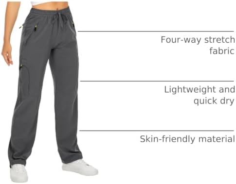 Toomett Women‘s Hiking Cargo Pants UPF 50 Quick Dry with Zipper Pockets - Image 4