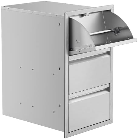 Outdoor Kitchen Drawers 15" W x 26" H x 22" D Built-in BBQ Drawer Stainless Steel Access Drawers for Outdoor Kitchen Island or Grill Station by YourFriends