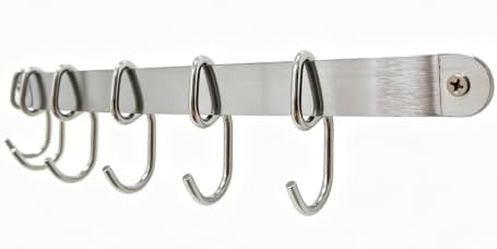 17" Kitchen Utensil Rack Wall Mounted Hanging Rail with 6 Hooks - Image 5