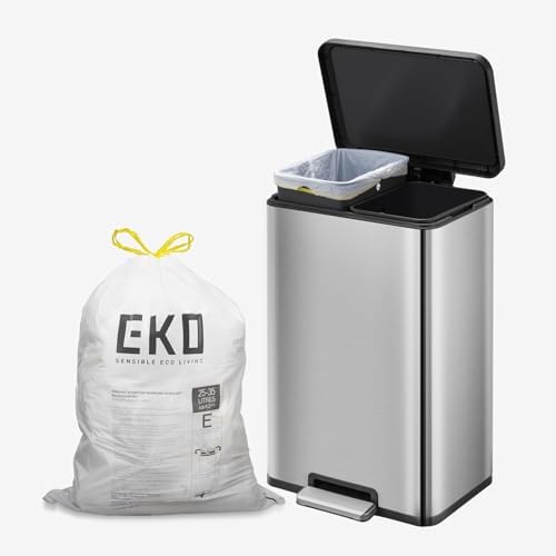 EKO Easy-Dispense Roll Extra-Strong Drawstring Tall Kitchen Trash Bag, 8-9.5 Gallon Trash Bag (30.3L-36L) White, Code E, 80 Count (Pack of 4) - Image 6