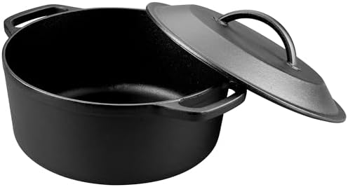 VORRINGARD Pre-Seasoned Cast Iron Dutch Oven with Lid, Round and Dual Handles, for Stovetop, Camping, Grill, Induction, Electric, Black, 4.5qt - Image 5