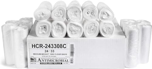 Aluf Plastics 12 - 16 Gallon Clear Trash Bags (1000 Count) - 24" x 33" - 8 Micron Equivalent High Density Value Garbage Bags for Bathroom, Office, Industrial, Commercial, Janitorial, Recycling by AlufPlastics