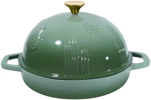 Flavehc Bread Oven Cast Iron Bread Dutch Oven with Cloche Lid for Bread Baking Green Enameled Cast Iron Bread Oven with Dome Lid for Sourdough, 9.8 Inches by FLAVEHC