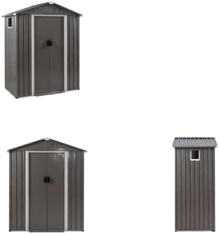 Vongrasig 5 x 3 x 6 FT Metal Tool Shed Clearance Garden Steel Shed (Gray) by Vongrasig