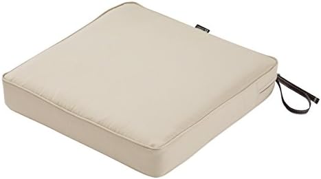 Classic Accessories Montlake Water-Resistant 19 x 19 x 3 Inch Square Outdoor Seat Cushion, Patio Furniture Chair Cushion, Antique Beige, Outdoor Cushion Cover by ClassicAccessories