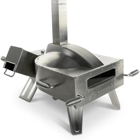 SCORPIO Pizza Oven - Dual Fuel Wood & Propane Portable Outdoor Pizza Oven with 16” Rotating Stone - 90 Second Cook at 850-900°F- Ultra Durable 304 Stainless Steel - Ceramic Viewing Window by ScorpioPizzaOven