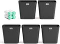 JOYMOOP Slim Trash Can 5-Pack, 2.2 Gallon Plastic Wastebasket for Bathroom, Bedroom, Office, Kitchen with 4 Rolls Bags, Black by JOYMOOP