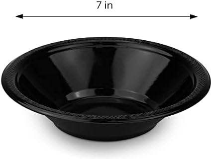 DecorRack 24 Black Plastic Bowls, 7 in Disposable 12 oz Bowl - Image 4