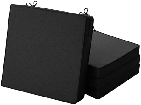 Outdoor Chair Cushions, Set of 4, 24 x 24 Inch, Black by Unknown
