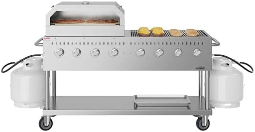 60 in. 8-Burner Commercial Outdoor Propane Gas Grill with 30 in. Pizza Oven in Stainless-Steel, ETL Listed (CGKIT6-P30) by KoolMore