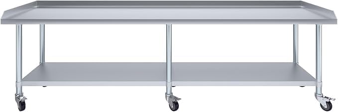96" x 24" Stainless Steel Equipment Stand with Undershelf and Casters NSF - Image 2