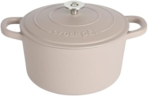 Crock Pot Artisan 7-Quart European Enameled Round Cast Iron Dutch Oven Pot With Lid - Matte Dusty Pink by Crock-PotBrand