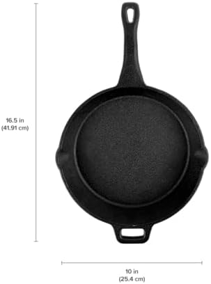 Coghlan's Cast Iron Skillet – 10-Inch Pre-Seasoned Frying Pan with Dual Pour Spouts & Helper Handle for Campfire Cooking, Stove, Grill, or Oven – Durable Outdoor Cookware - Image 6