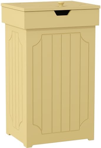 Function Home Trash Can Cabinet, 13 Gallon Kitchen Garbage Can, Wood Recycling Trash Bin, Freestanding Dog Proof Trash Can, Farmhouse Trash Cabinet with Lid for Home Kitchen Bathroom, Yellow by FunctionHome