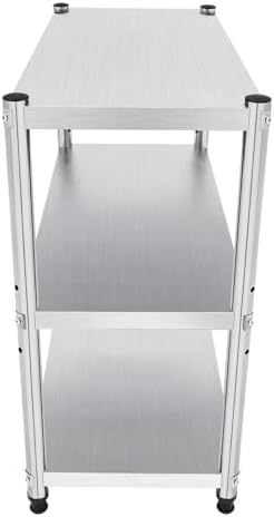 Stainless Steel Table, 3-Shelf Adjustable Heavy Duty Storage Shelving Unit, BBQ Prep Table 31.49 * 31.49 * 15.74in for Garage, Home, Warehouse, and Kitchen - Image 5