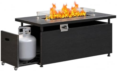Ciays 51" 4-in-1 Propane Fire Pit Table, 60000 BTU with Glass Wind Guard by Ciays
