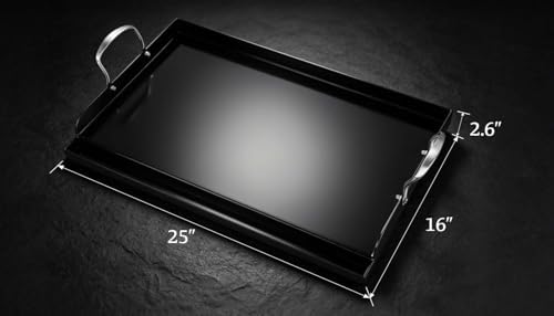 Updated 25" x 16" Cast Iron Griddle for Gas Grill, Nonstick Nanoceramic Stove Top Griddle for Gas Stove, Pre-Seasoned Flat Top Plate Insert for Outdoor Gas Grill, Camping, Tailgating, Parties - Image 2