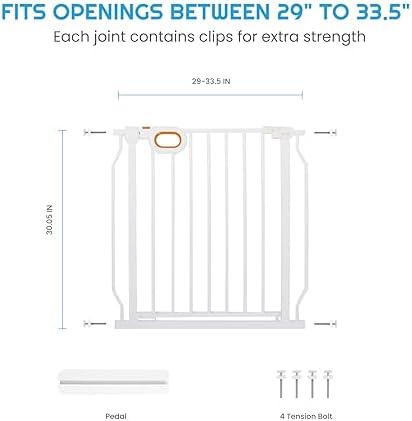 owlie Baby Gate for Stairs 29-33 Inch Wide with Door Indoor - Image 2