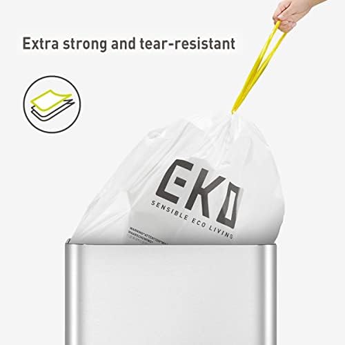 EKO 21 Gallon / 50-90 Liter, 60 Count Drawstring Trash Bags, Extra-Strong Unscented Garbage Bags, Easy-Dispense Roll for Kitchen & Household Use, Code G, White - Image 4