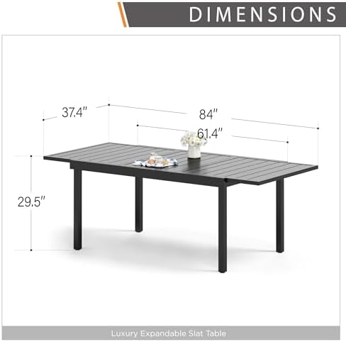 MIXPATIO Outdoor Expandable Table for 6-8, Large Metal Dining Table - Image 3