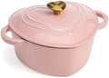 Paris Hilton Enameled Cast Iron Dutch Oven Pot with Lid, Heart-Shaped Dutch Oven, Durable Cast Iron Pot with Dual Handles, Oven Safe to 500°F, Works on All Stovetops, 2-Quart, Pink by TheWorldofParisHilton