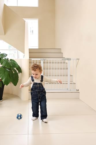 44.72"-46.89" Baby and Pet Safety Gate, 30" Tall Metal Walk-Thru Gate for Doorways & Stairs, Easy One-Hand Open, Dual Lock, Extensions & Wall Mounts Included (Gray, 29"-46" W x 30.5“H) - Image 5
