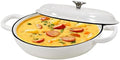 3.8 Quart Enameled Cast Iron Braiser Pan with Lid, Dual Handles Skillet by COOKWINCastIron